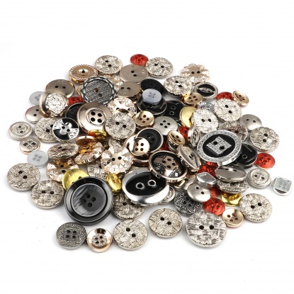 Picture of Resin Sewing Buttons Scrapbooking Mixed Round At Random Color 3cm - 0.9cm Dia, 1 Packet (Approx 660 PCs/Packet)