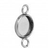 Picture of 304 Stainless Steel Cabochon Settings Connectors Round Silver Tone（Fits 10mm Dia) 20mm( 6/8") x 12mm( 4/8"), 20 PCs
