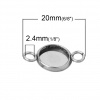 Picture of 304 Stainless Steel Cabochon Settings Connectors Round Silver Tone（Fits 10mm Dia) 20mm( 6/8") x 12mm( 4/8"), 20 PCs