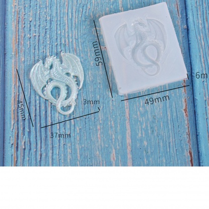 Picture of Silicone Resin Mold For Jewelry Making Dinosaur Animal White 4.5cm x 3.7cm, 1 Piece