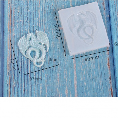 Picture of Silicone Resin Mold For Jewelry Making Dinosaur Animal White 6.5cm x 5cm, 1 Piece