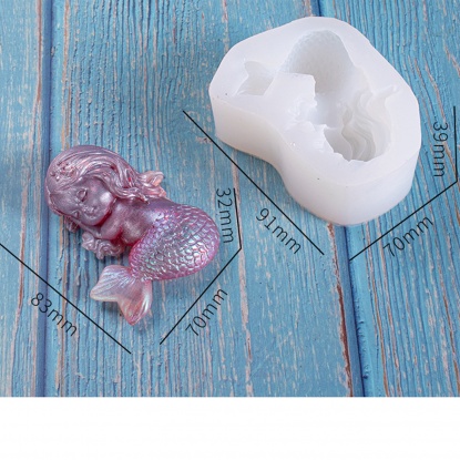 Picture of Silicone Resin Mold For Jewelry Making Mermaid White 9.1cm x 7cm, 1 Piece