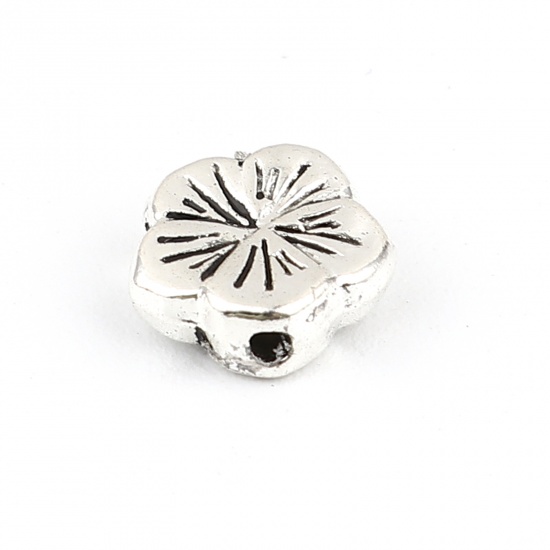 Picture of Zinc Based Alloy Spacer Beads Flower Antique Silver Color About 10mm x 10mm, Hole: Approx 1.5mm, 50 PCs