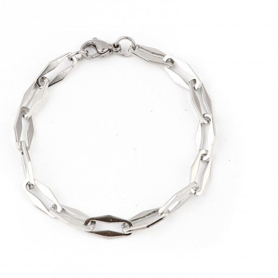 Picture of Stainless Steel Bracelets Silver Tone Polygon 19.5cm(7 5/8") long, 1 Piece