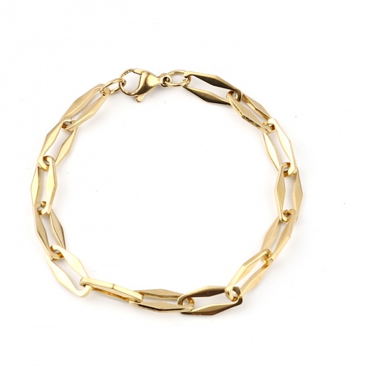 Picture of Stainless Steel Bracelets Gold Plated Polygon 19.5cm(7 5/8") long, 1 Piece