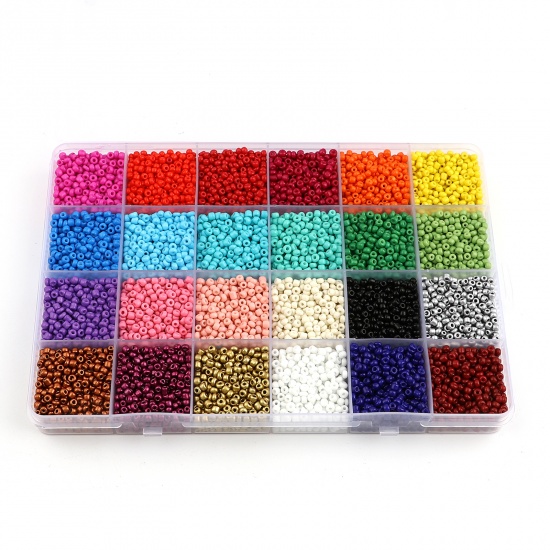 Bild von Glas Rocailles Perlen Mix Farben 4mm D., 1 Box （ 6000 Stück/Kasten)