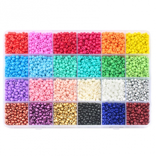 Bild von Glas-Rocailles, gemischte Farbe, runde Rocailles, 3 mm Durchmesser, 1 Schachtel (14000 Stück/Schachtel)