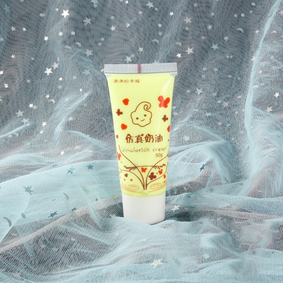Picture of ( 50ml ) Resin DIY Fake Whipped Cream Clay Lemon Yellow 11.5cm x 4.5cm, 1 Piece