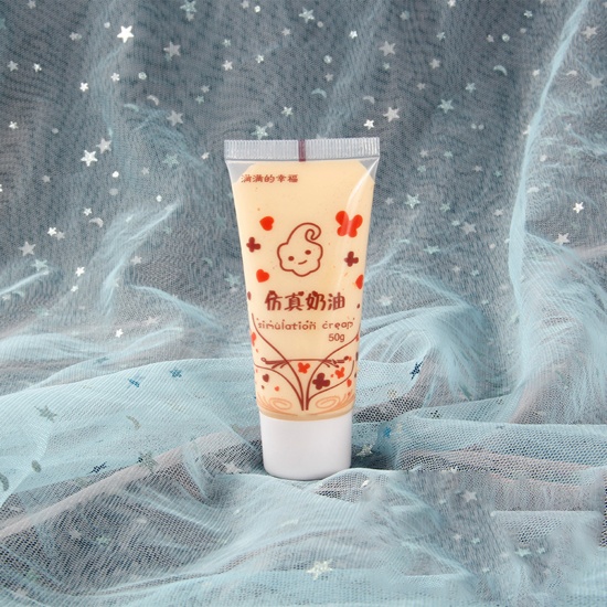 Picture of ( 50ml ) Resin DIY Fake Whipped Cream Clay Light Orange 11.5cm x 4.5cm, 1 Piece