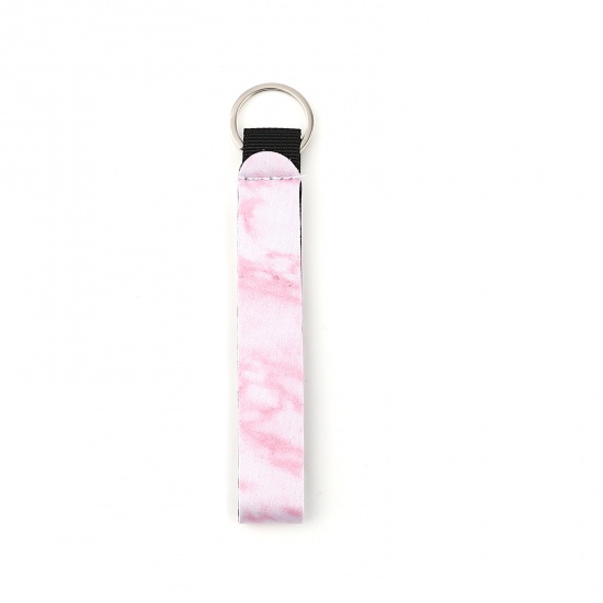 Picture of Neoprene Keychain & Keyring Silver Tone Pink Rectangle 15.5cm, 2 PCs