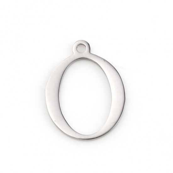 Picture of 304 Stainless Steel Charms Silver Tone Greek Alphabet 14mm x 11mm, 1 Piece