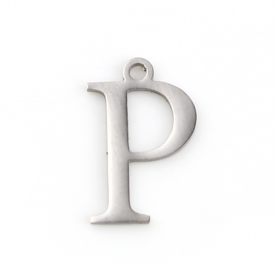 Picture of 304 Stainless Steel Charms Silver Tone Greek Alphabet 14mm x 9mm, 1 Piece