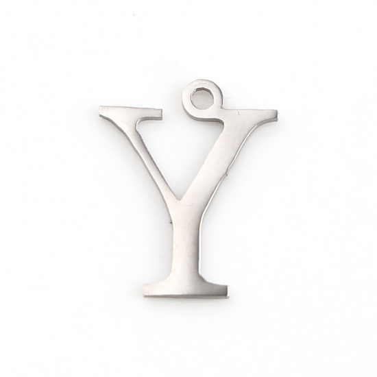 Picture of 304 Stainless Steel Charms Silver Tone Greek Alphabet 14mm x 11mm, 1 Piece