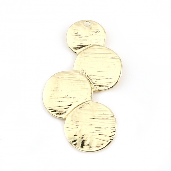 Picture of Zinc Based Alloy Pendants Round Gold Plated 49mm x 29mm, 5 PCs
