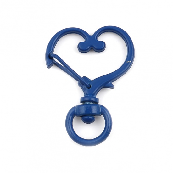 Picture of Zinc Based Alloy Keychain & Keyring Dark Blue Heart 34mm x 24mm, 10 PCs