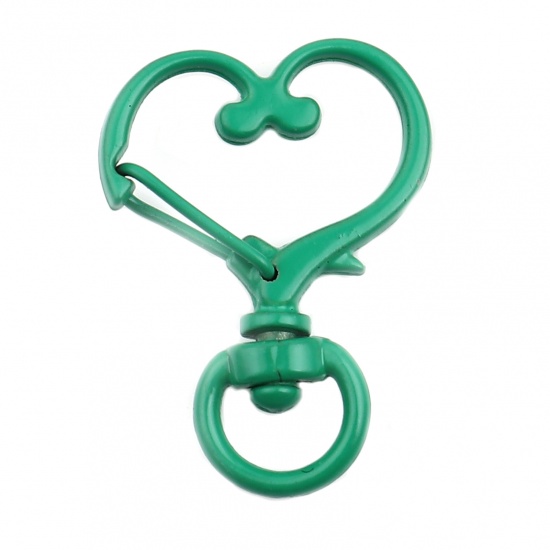 Picture of Zinc Based Alloy Keychain & Keyring Green Heart 34mm x 24mm, 10 PCs