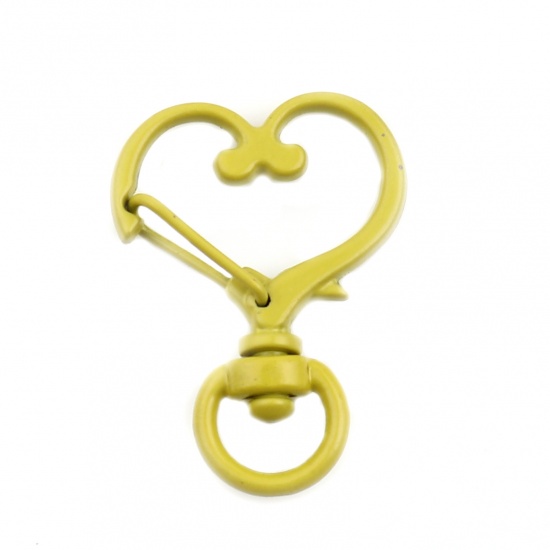 Picture of Zinc Based Alloy Keychain & Keyring Yellow Heart 34mm x 24mm, 10 PCs