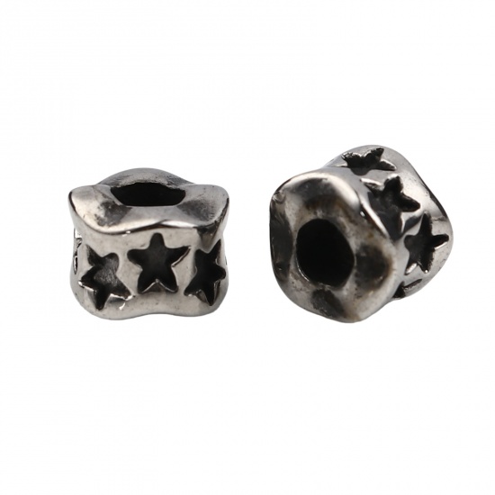 Immagine di Acciaio Inossidabile Perline Onda Argento Antico Stella 9mm x 7mm, Buco: Circa 4mm, 1 Pz