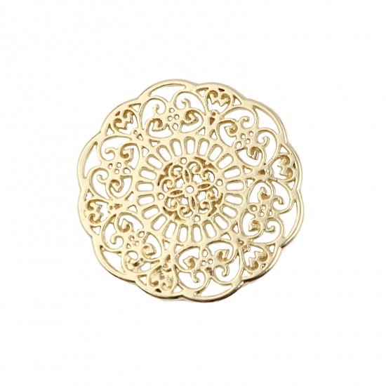 Picture of Zinc Based Alloy Pendants Flower Gold Plated Filigree 30mm x 30mm, 5 PCs