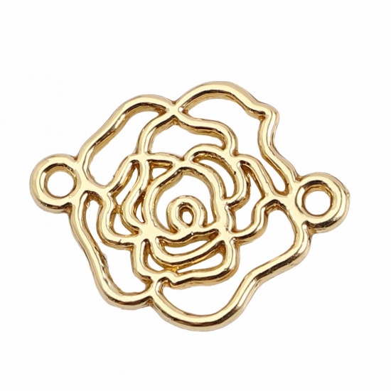 Picture of Zinc Based Alloy Connectors Rose Flower Gold Plated 17mm x 14mm, 10 PCs