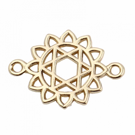 Picture of Zinc Based Alloy Yoga Healing Connectors Gold Plated Heart/ Anahata 20mm x 15mm, 10 PCs