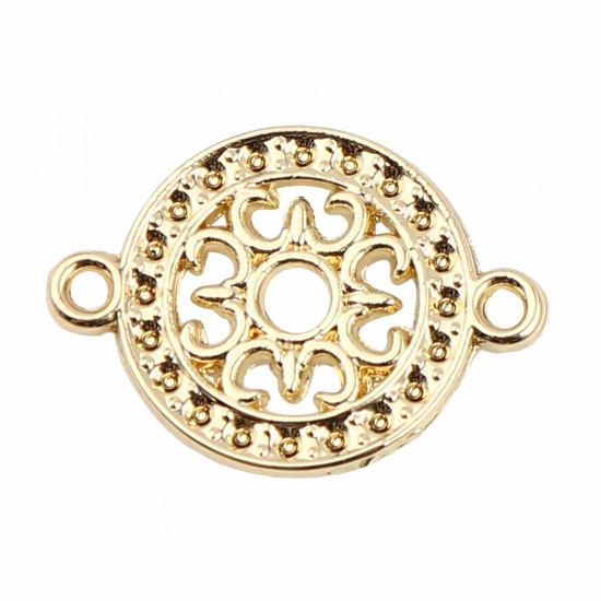 Picture of Zinc Based Alloy Connectors Round Gold Plated Filigree 19mm x 14mm, 10 PCs
