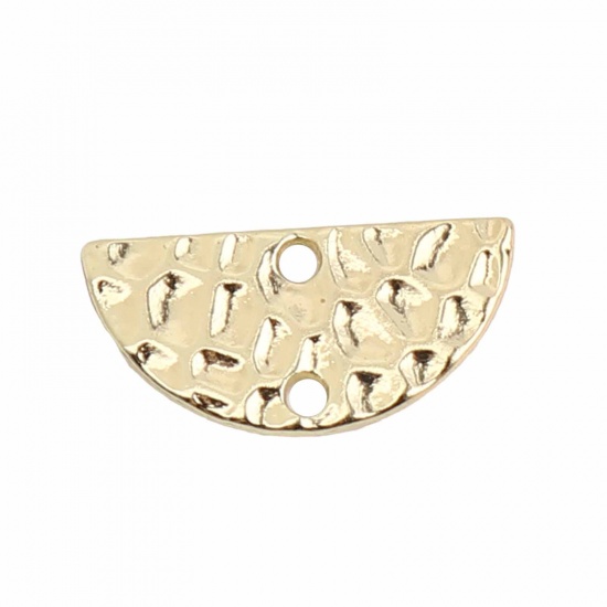 Picture of Zinc Based Alloy Connectors Half Round Gold Plated Carved Pattern 15mm x 8mm, 10 PCs