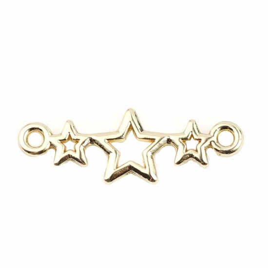 Picture of Zinc Based Alloy Galaxy Connectors Star Gold Plated 25mm x 9mm, 10 PCs