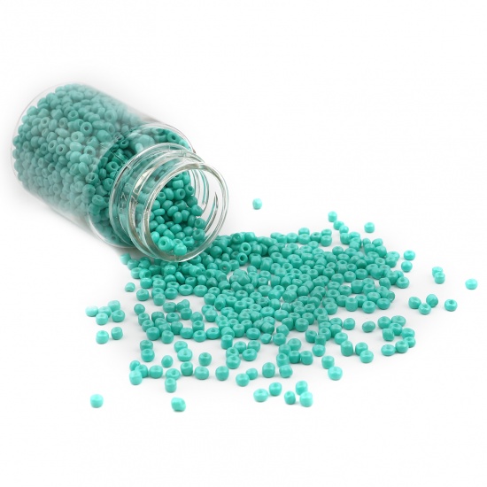 Bild von Glas Rocailles Rocailles Perlen Rund Cyan ca. 2mm D., Loch:ca. 0.7mm, 1 Flasche