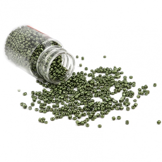 Изображение Семя Стеклянные Семя Бисеры Круглые Арми-зелёный Примерно 2мм диаметр Размер Поры 0.7мм, 1 Бутылка