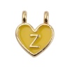 Picture of Zinc Based Alloy Charms Heart Gold Plated Yellow Initial Alphabet/ Capital Letter Message " Z " Enamel 14mm x 11mm, 10 PCs
