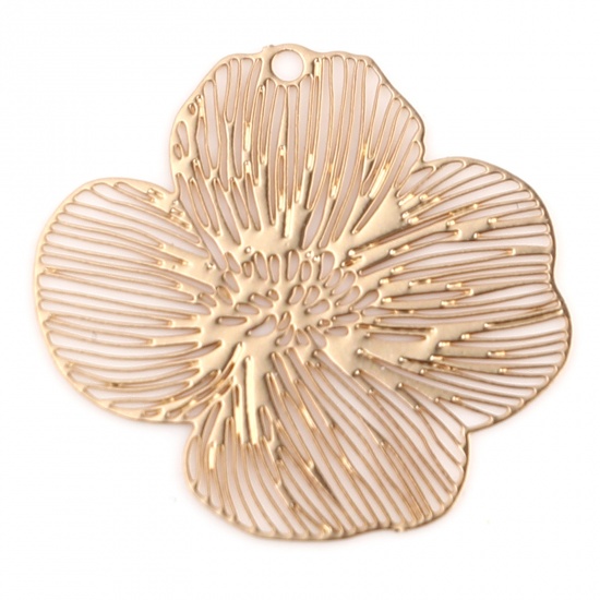 Picture of Copper Filigree Stamping Charms KC Gold Plated Flower 21mm x 20mm, 20 PCs