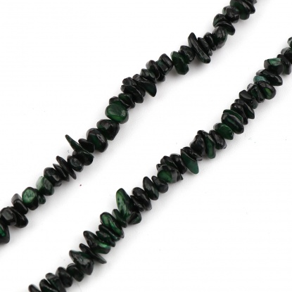 Image de Perles en Coquille Irrégulier Vert Armée à Strass Coloré 12mm x 8mm-5x4mm, Taille de Trou: 0.9mm, 79.5cm-79cm long, 1 Enfilade （Env. 290 Pcs/Enfilade)
