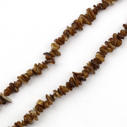 Image de Perles en Coquille Irrégulier Brun à Strass Coloré 12mm x 8mm-5x4mm, Taille de Trou: 0.9mm, 79.5cm-79cm long, 1 Enfilade （Env. 290 Pcs/Enfilade)