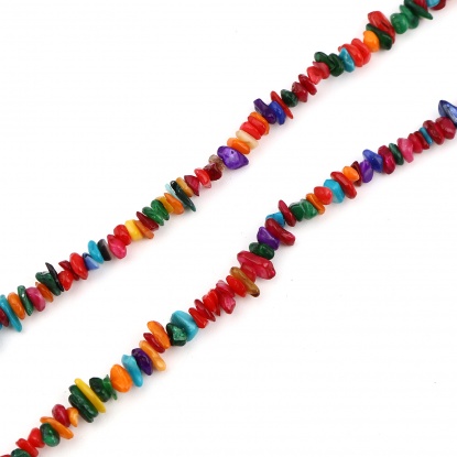 Image de Perles en Coquille Irrégulier Multicolore à Strass Coloré 12mm x 8mm-5x4mm, Taille de Trou: 0.9mm, 79.5cm-79cm long, 1 Enfilade （Env. 290 Pcs/Enfilade)