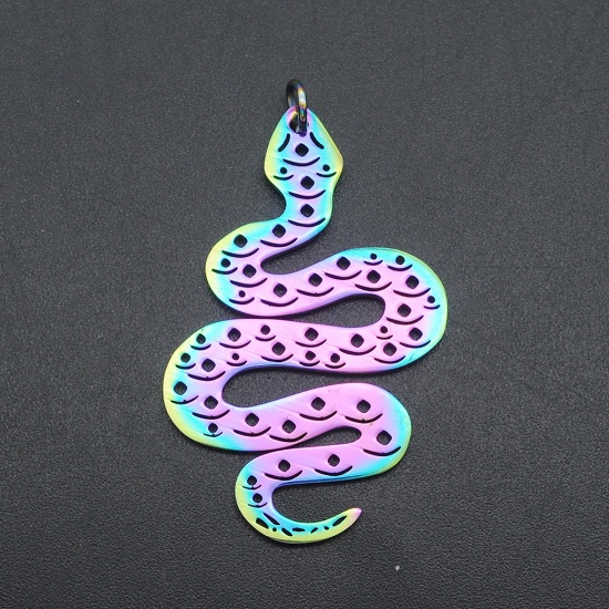 Picture of Stainless Steel Pendants Snake Animal Multicolor 43mm x 26mm, 1 Piece