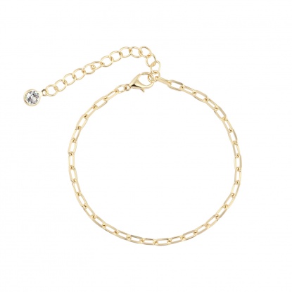 Picture of Copper & Cubic Zirconia Bracelets Real Gold Plated Paper Clip Clear Cubic Zirconia 19.8cm(7 6/8") long, 1 Piece