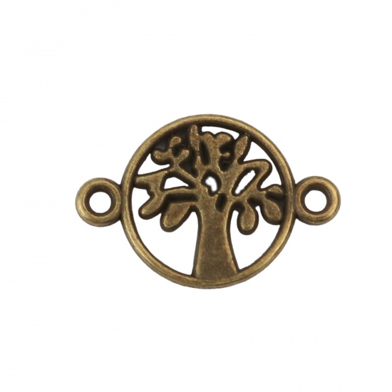 Picture of Zinc Based Alloy Connectors Round Antique Bronze Tree of Life 18mm x 12mm, 50 PCs