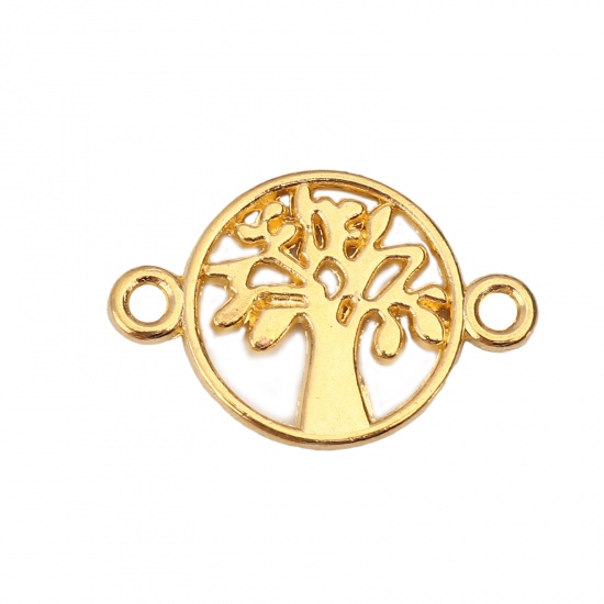 Picture of Zinc Based Alloy Connectors Round Gold Plated Tree of Life 18mm x 12mm, 50 PCs
