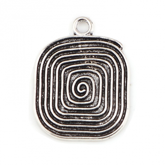 Picture of Zinc Based Alloy Charms Geometric Antique Silver Color Swirl 25mm x 19mm, 10 PCs