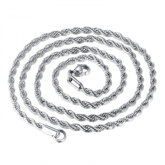 Bild von Edelstahl Zopfkette Kette Halskette Silberfarbe 41cm lang, 1 Strang