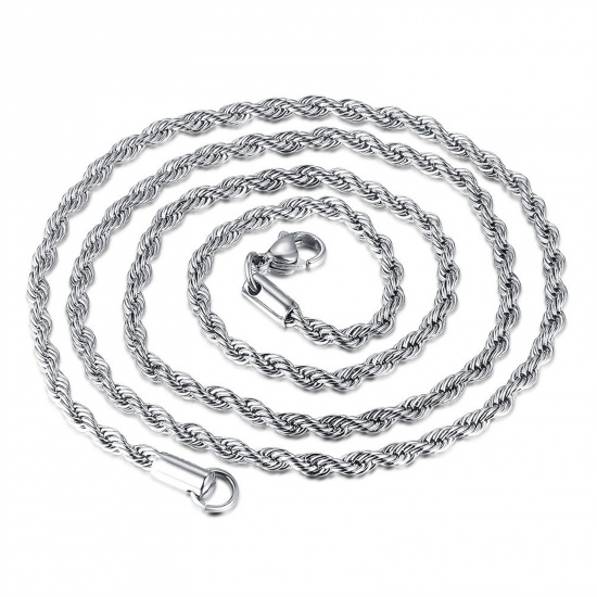 Bild von Edelstahl Zopfkette Kette Halskette Silberfarbe 46cm lang, 1 Strang