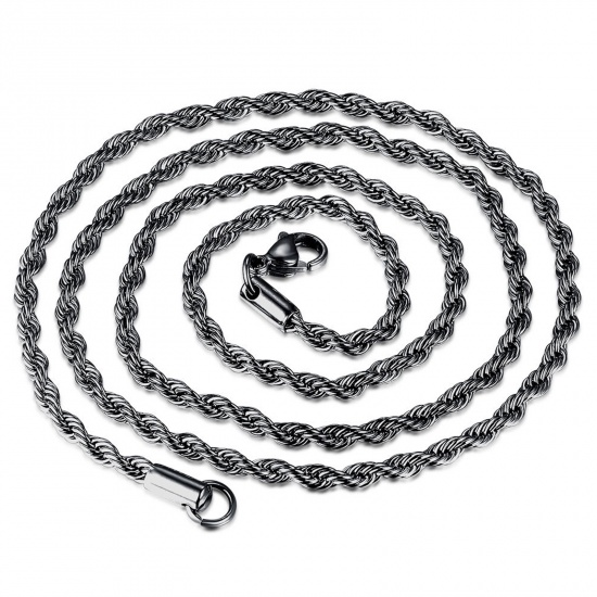 Bild von Edelstahl Zopfkette Kette Halskette Metallgrau 41cm lang, 1 Strang