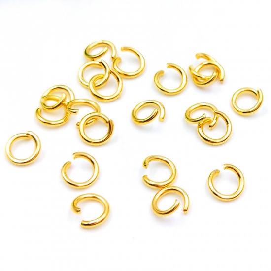 Picture of 0.4mm Stainless Steel Open Jump Rings Findings 18K Real Gold Plated 3mm Dia., 20 PCs