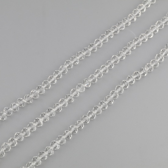Immagine di Vetro Perline Tondo Trasparente Sezione Circa 4mm Dia, Foro: Circa 0.8mm, lunghezza: 48cm, 5 Fili (Circa 138 Pezzi/Treccia)