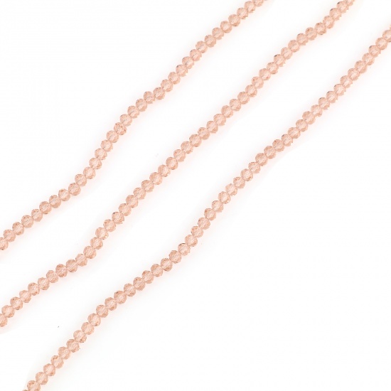 Immagine di Vetro Perline Tondo Rosa Caldo Sezione Circa 4mm Dia, Foro: Circa 0.8mm, lunghezza: 48cm, 5 Fili (Circa 138 Pezzi/Treccia)