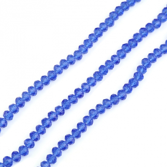 Immagine di Vetro Perline Tondo Blu Marino Sezione Circa 4mm Dia, Foro: Circa 0.8mm, lunghezza: 48cm, 5 Fili (Circa 138 Pezzi/Treccia)