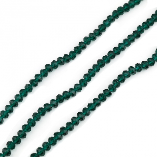 Immagine di Vetro Perline Tondo Verde Pavone Sezione Circa 4mm Dia, Foro: Circa 0.8mm, lunghezza: 48cm, 5 Fili (Circa 138 Pezzi/Treccia)