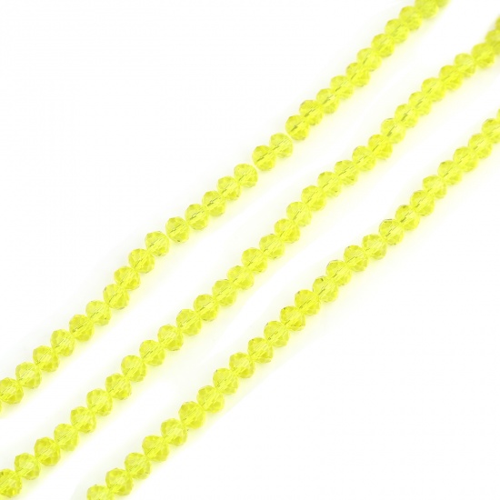 Immagine di Vetro Perline Tondo Giallo Limone Sezione Circa 4mm Dia, Foro: Circa 0.8mm, lunghezza: 48cm, 5 Fili (Circa 138 Pezzi/Treccia)