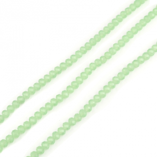 Immagine di Vetro Perline Tondo Verde Chiaro Sezione Circa 4mm Dia, Foro: Circa 0.8mm, lunghezza: 48cm, 5 Fili (Circa 138 Pezzi/Treccia)